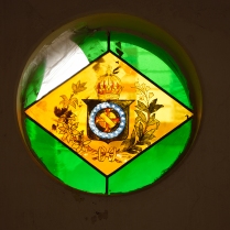 Bandeira brasileira do Primeiro Império, com o brasão de armas de Dom Pedro I criado por Debret / Flag of Brazilian First Empire, with the Emperor´s coat of arms created by Jean Baptiste Debret.